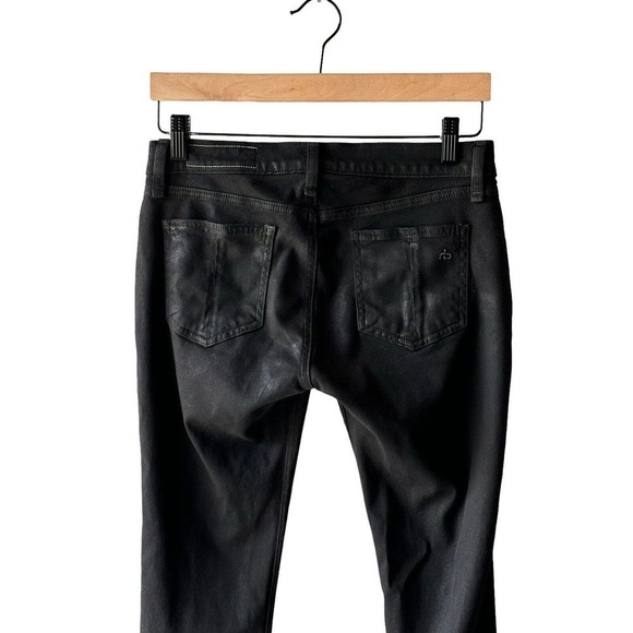 Rag & Bone Size 27 Black Waxed Zip Pockets Zip Ankle Skinny Jeans - Picture 5 of 9